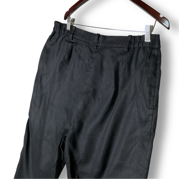 Lauren Ralph Lauren 100% Linen Crop Pants Sz 16 W Black Lined Coastal - Picture 8 of 9